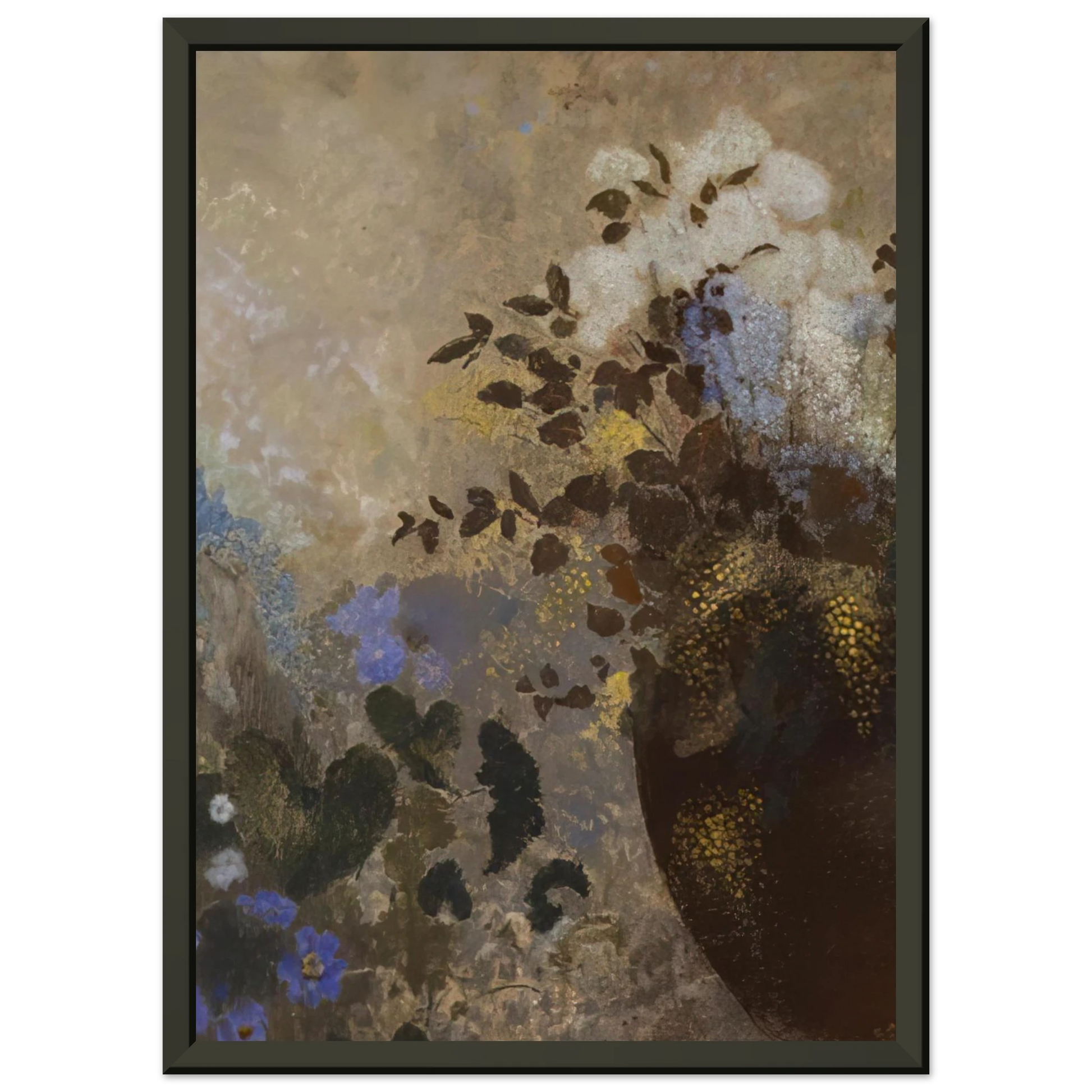 Odilon Redon  FLOWERS IN A BLACK VASE Framed Art Print  - Aluminum Frame - 40x50 cm / 16x20 inches