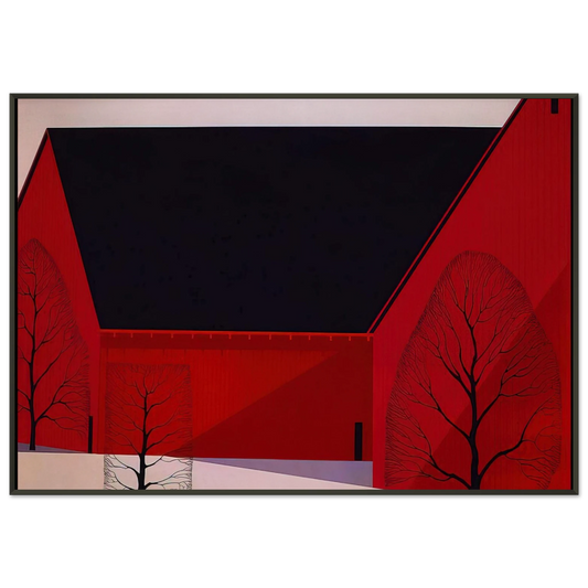 Eyvind Earle  Western Barns Framed Art Print  - Aluminum Frame - 21x29.7 cm / 8x12"