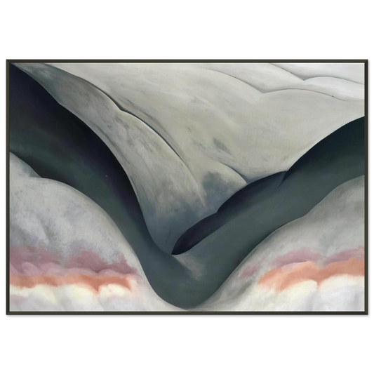 Georgia OKeeffe  Black Place Grey and Pink Framed Art Print  - Aluminum Frame - 21x29.7 cm / 8x12"
