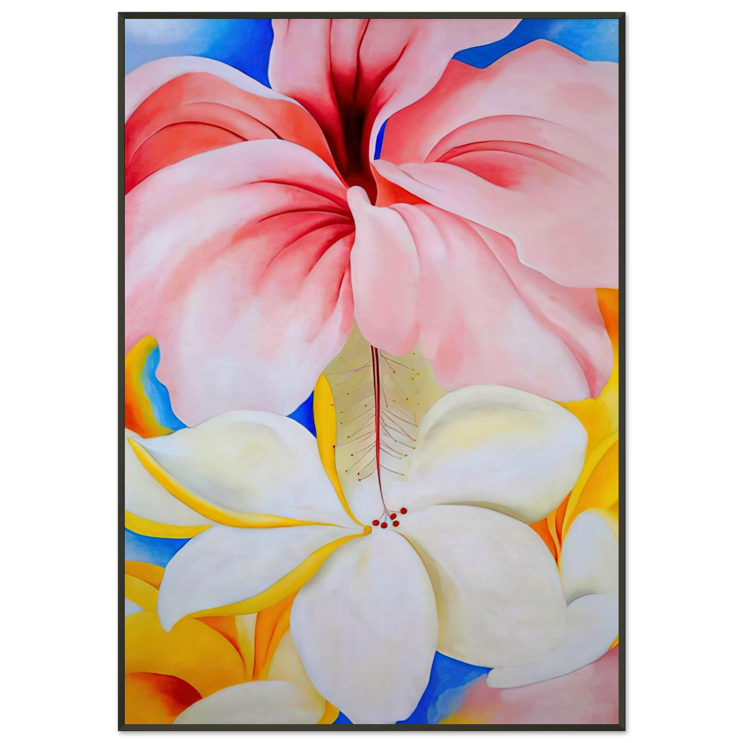Georgia OKeeffe  Hibiscus with Plumeria Framed Art Print  - Aluminum Frame - 21x29.7 cm / 8x12"