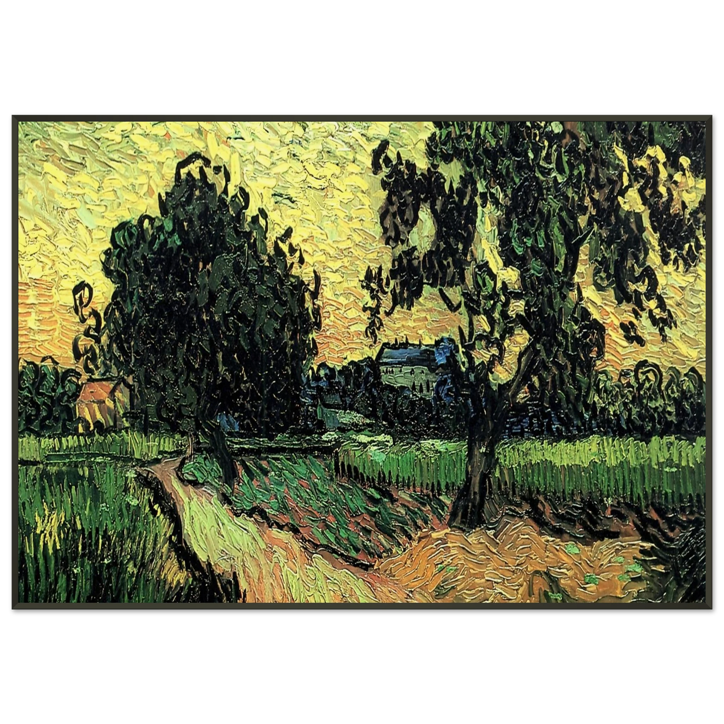 Vincent van Gogh  Landscape with the Chateau of Auvers at Sunset Framed Art Print  - Aluminum Frame - 21x29.7 cm / 8x12"