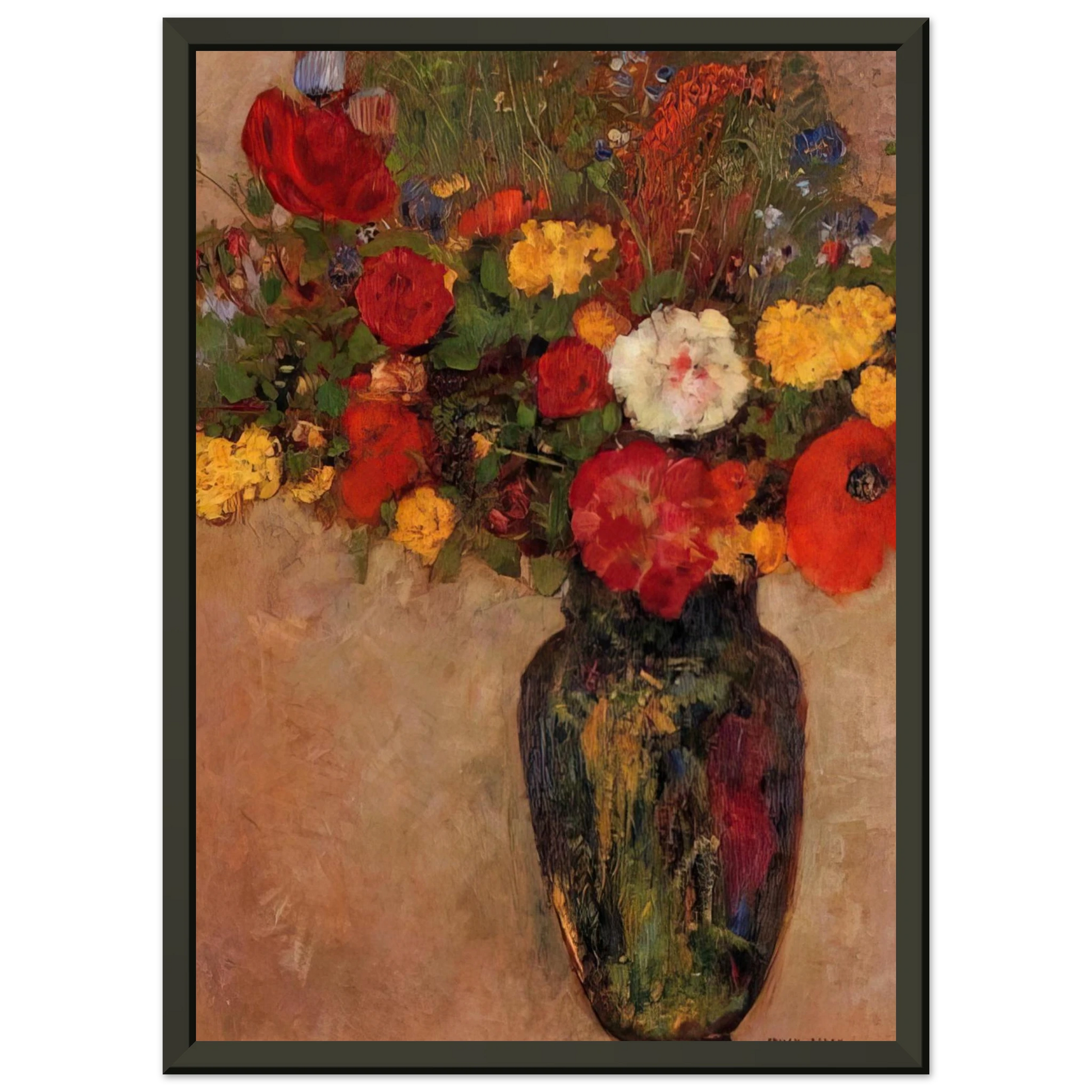 Odilon Redon  VASE OF FLOWERS 7 Framed Art Print  - Aluminum Frame - 40x50 cm / 16x20 inches