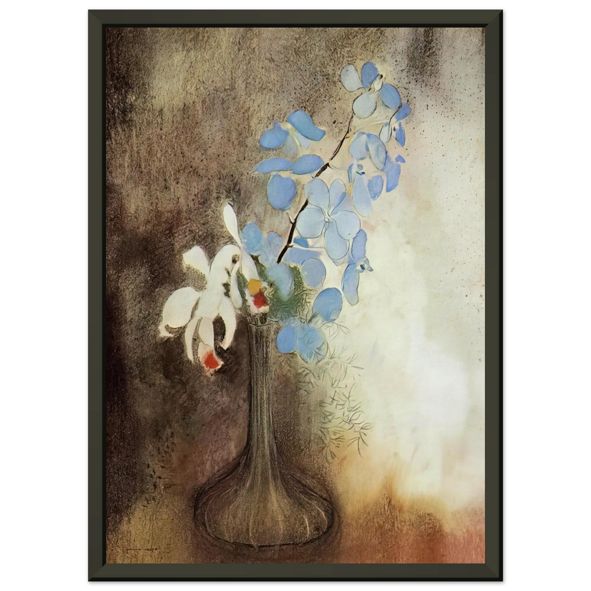 Odilon Redon  ORCHIDS Framed Art Print  - Aluminum Frame - 60x80 cm / 24x32 inches