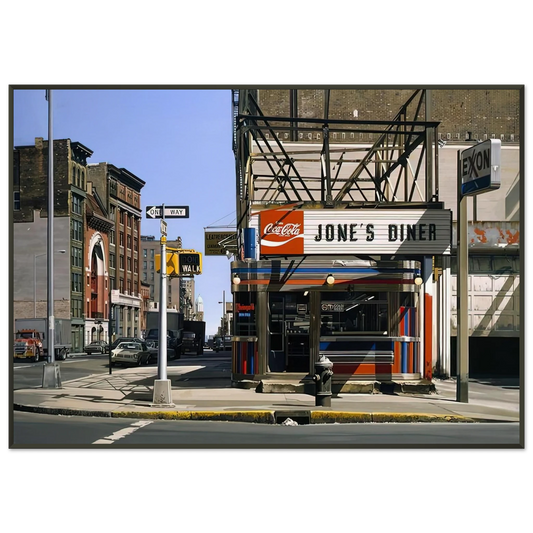 Richard Estes  JONES DINER 1979 Framed Art Print  - Aluminum Frame - 21x29.7 cm / 8x12"