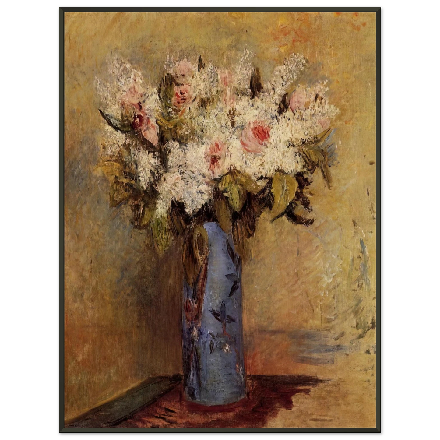 PierreAuguste Renoir  Vase of Lilacs and Roses Framed Art Print  - Aluminum Frame - 60x80 cm / 24x32 inches