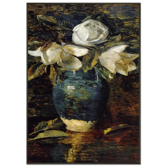 Childe Hassam  Giant Magnolias Framed Art Print  - Aluminum Frame - 21x29.7 cm / 8x12"