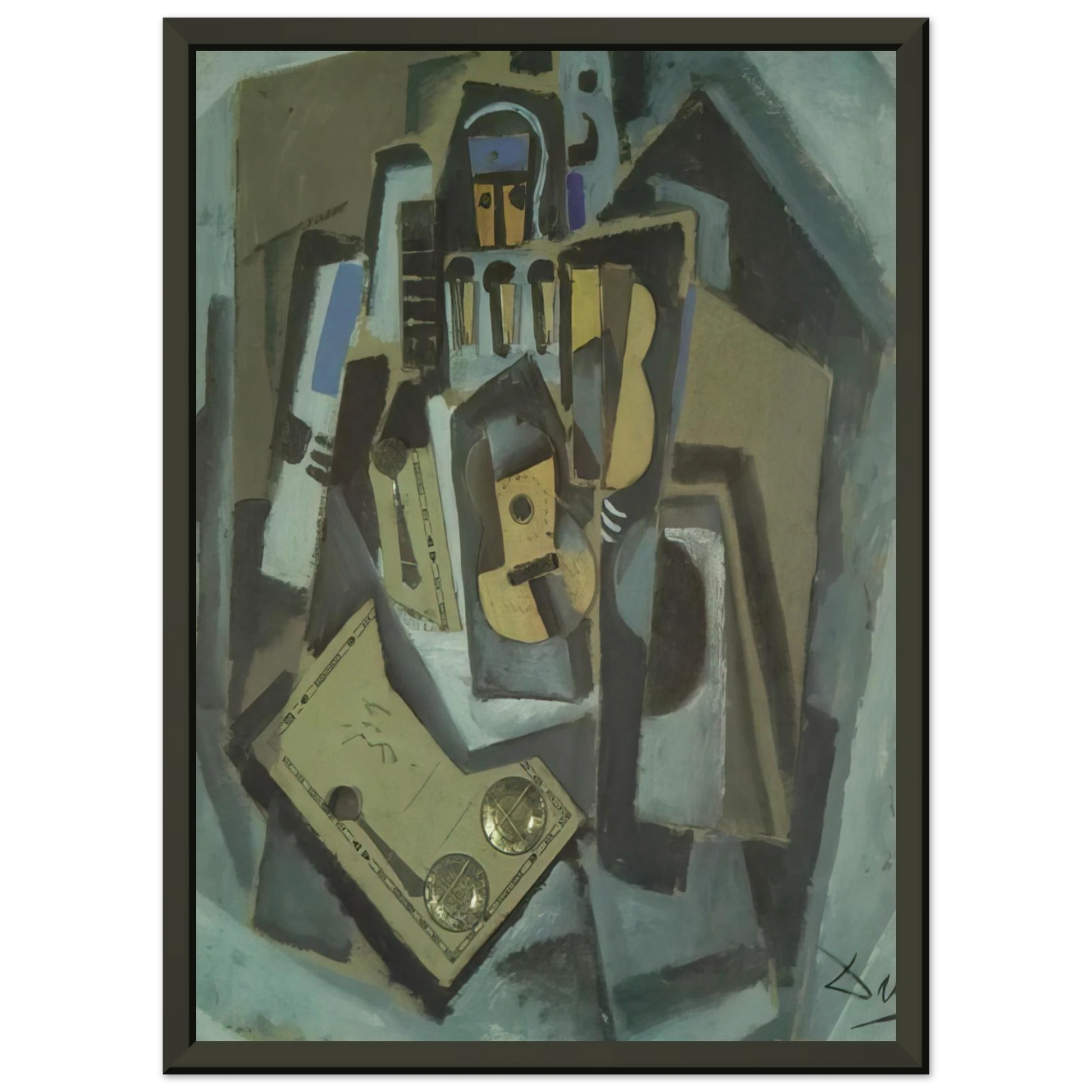 Salvador Dali  PIERROT AND GUITAR Framed Art Print  - Aluminum Frame - 40x50 cm / 16x20 inches