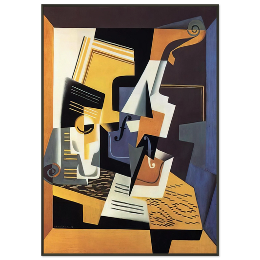 Juan Gris  VIOLIN AND GLASS 1918 Framed Art Print  - Aluminum Frame - 21x29.7 cm / 8x12"
