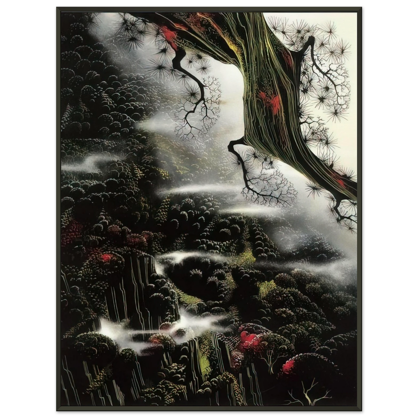 Eyvind Earle  Wisps of Fog and Branch Framed Art Print  - Aluminum Frame - 40x50 cm / 16x20 inches