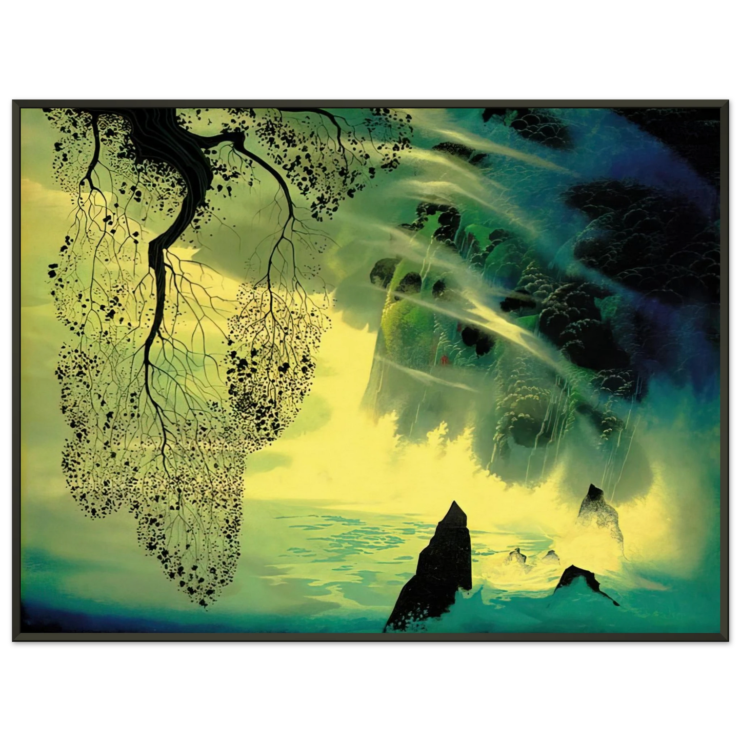 Eyvind Earle  A Swirl of Fog Framed Art Print  - Aluminum Frame - 40x50 cm / 16x20 inches