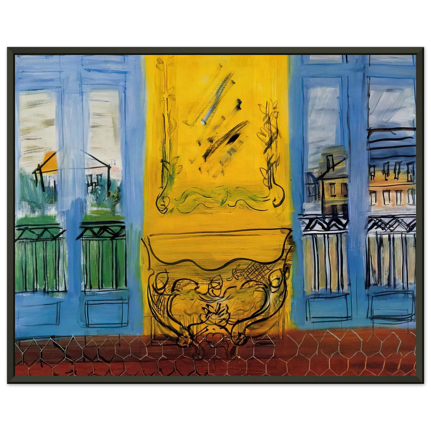 Raoul Dufy  CONSOLE WITH TWO WINDOWS 1948 Framed Art Print  - Aluminum Frame - 60x80 cm / 24x32 inches