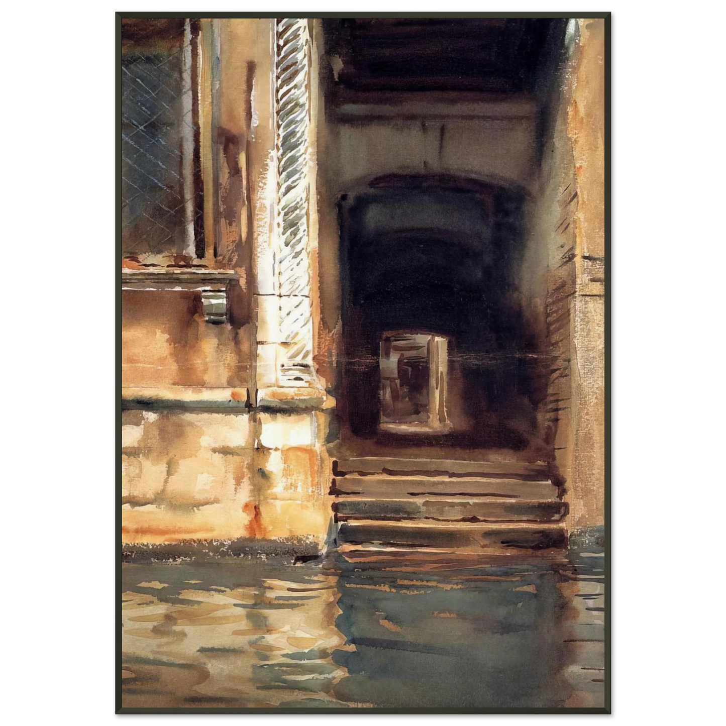 John Singer Sargent  Venetian Doorway Framed Art Print  - Aluminum Frame - 21x29.7 cm / 8x12"