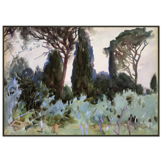 John Singer Sargent  Landscape near Florence Framed Art Print  - Aluminum Frame - 21x29.7 cm / 8x12"