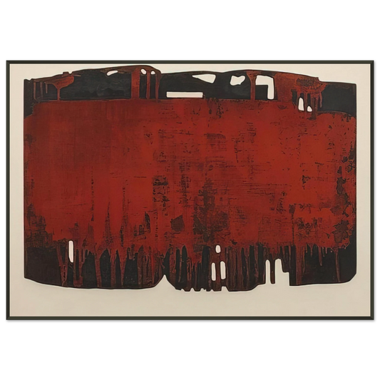 Pierre Soulages  Composition rouille et noire XXV  1974 Framed Art Print  - Aluminum Frame - 21x29.7 cm / 8x12"