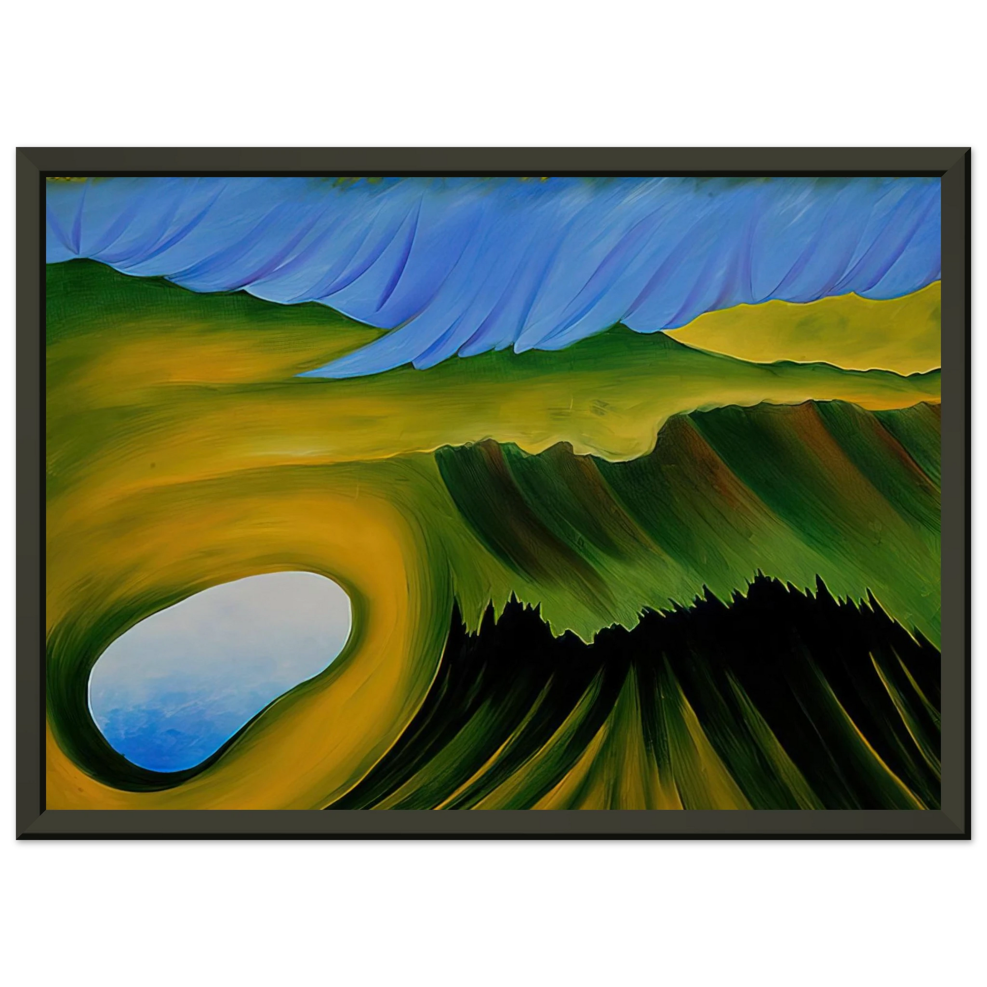 Georgia OKeeffe  Mountains and Lake Framed Art Print  - Aluminum Frame - 70x100 cm / 28x40 inches
