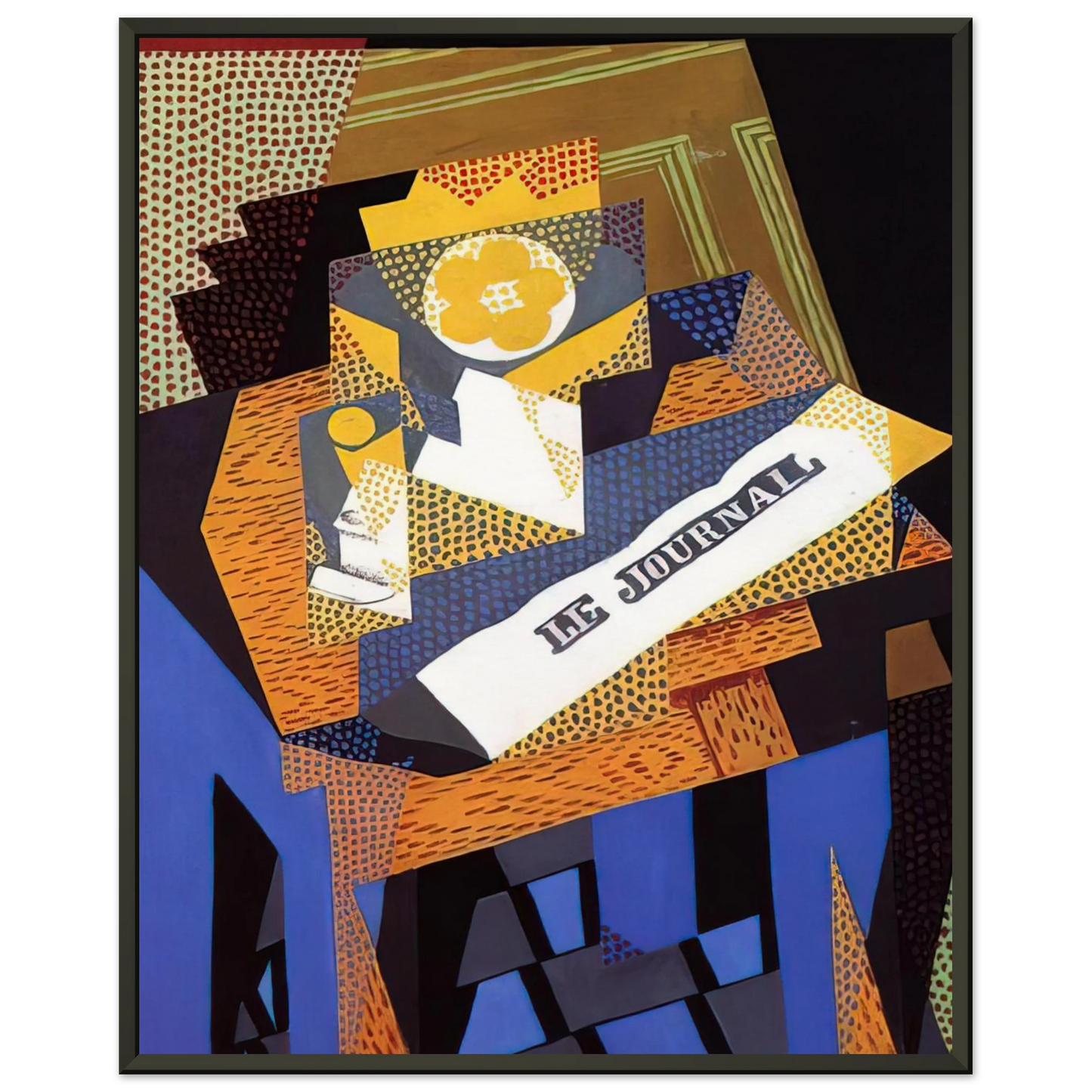 Juan Gris  NEWSPAPER AND FRUIT DISH 1916 Framed Art Print  - Aluminum Frame - 60x80 cm / 24x32 inches
