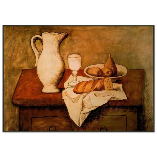 Pablo Picasso  Still life with jug and bread  1921 Framed Art Print  - Aluminum Frame - 21x29.7 cm / 8x12"