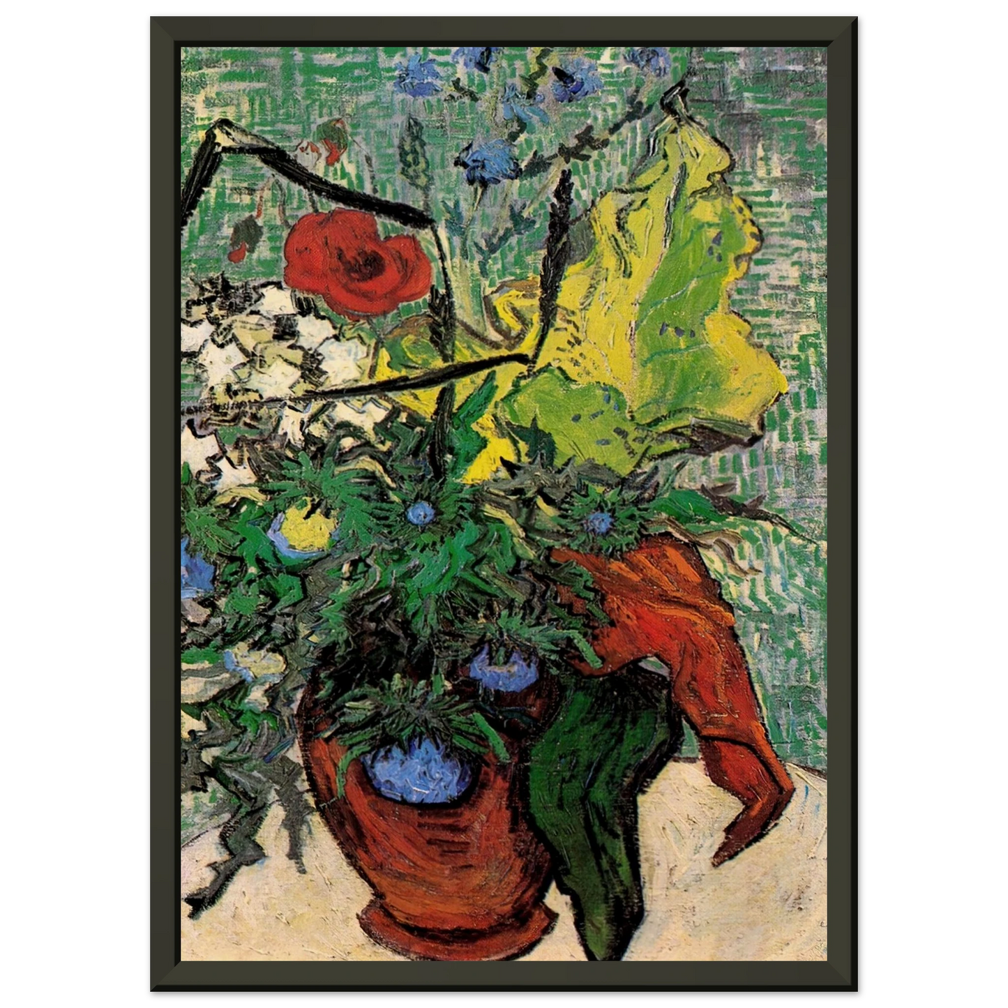 Vincent van Gogh  Wild Flowers and Thistles in a Vase Framed Art Print  - Aluminum Frame - 60x80 cm / 24x32 inches