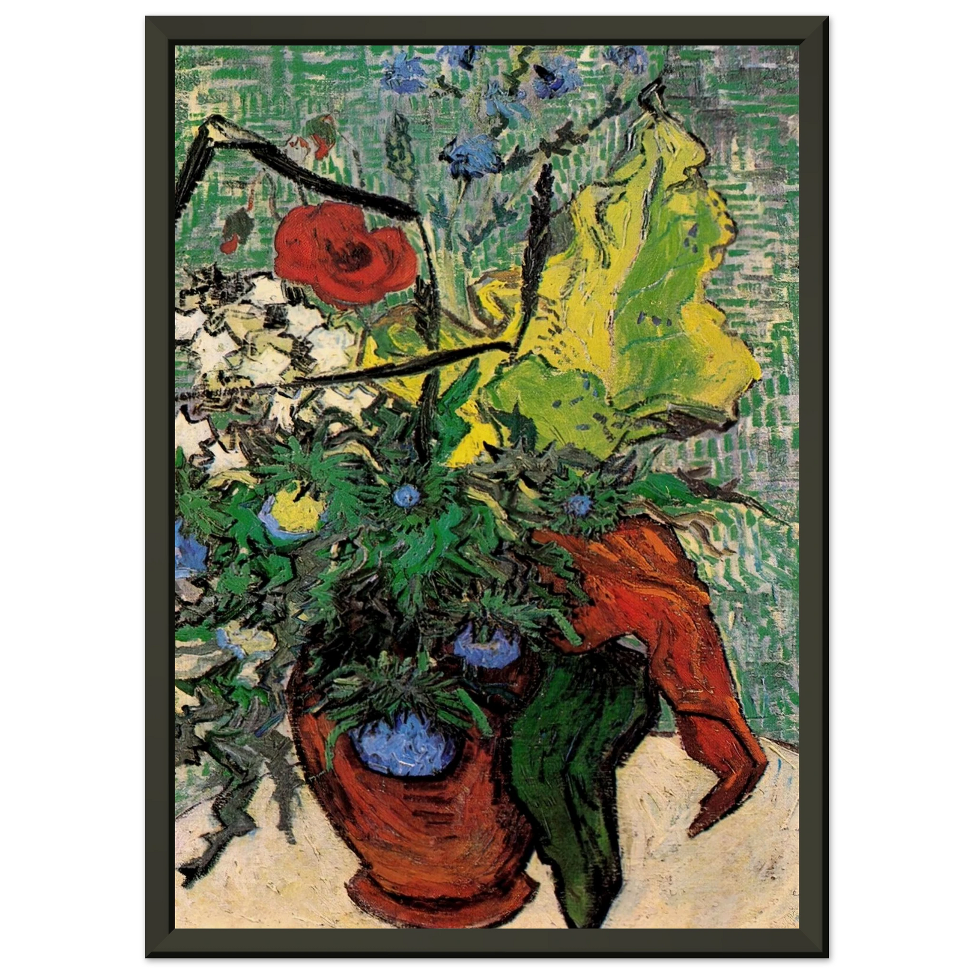 Vincent van Gogh  Wild Flowers and Thistles in a Vase Framed Art Print  - Aluminum Frame - 60x80 cm / 24x32 inches