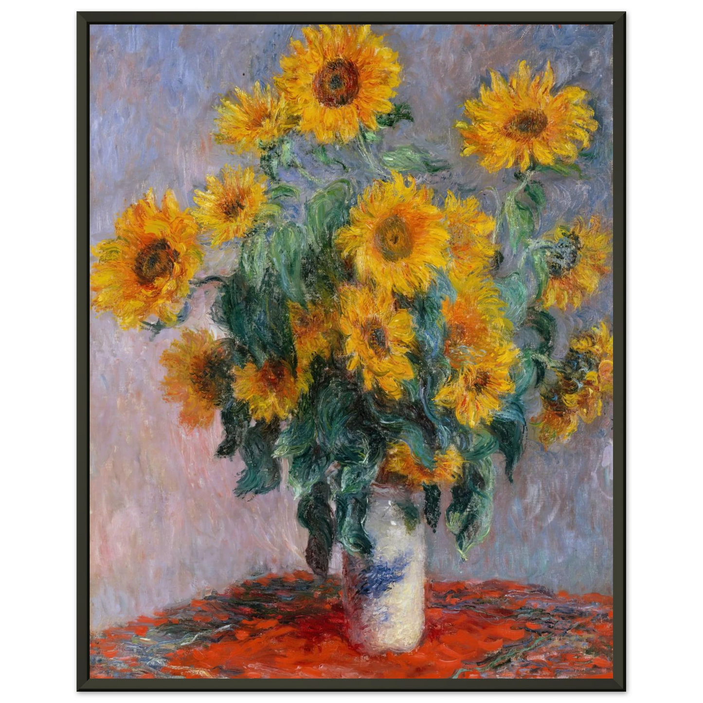 claude monet  Bouquet of Sunflowers Framed Art Print  - Aluminum Frame - 40x50 cm / 16x20 inches
