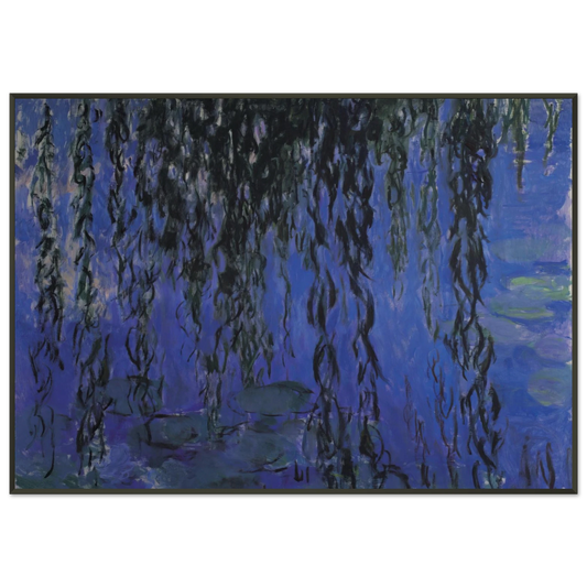 claude monet  Water Lilies and Weeping Willow Branches Framed Art Print  - Aluminum Frame - 21x29.7 cm / 8x12"