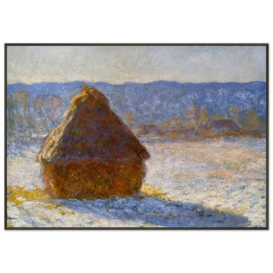 claude monet  Grainstack Snow Effect Morning Framed Art Print  - Aluminum Frame - 21x29.7 cm / 8x12"