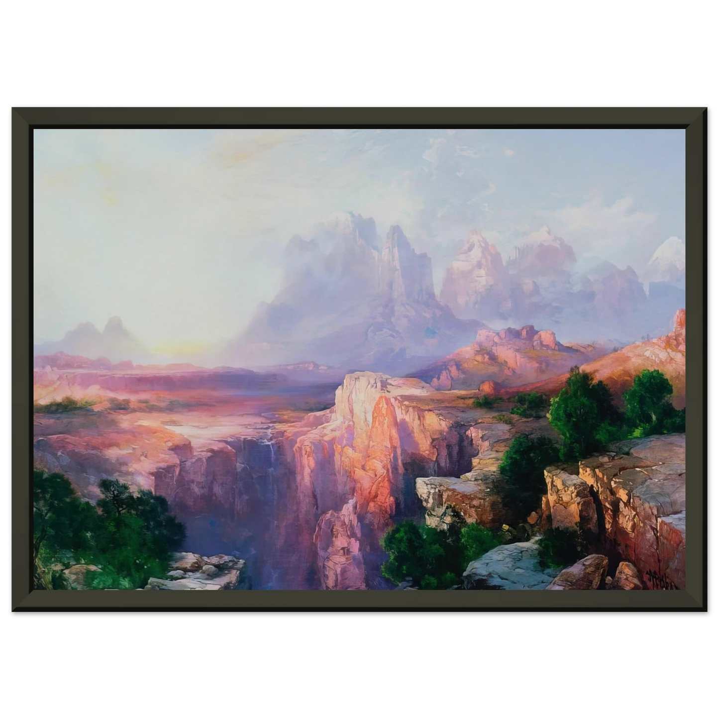 Thomas Moran  Rock Towers of the Rio Virgin Framed Art Print  - Aluminum Frame - 70x100 cm / 28x40 inches