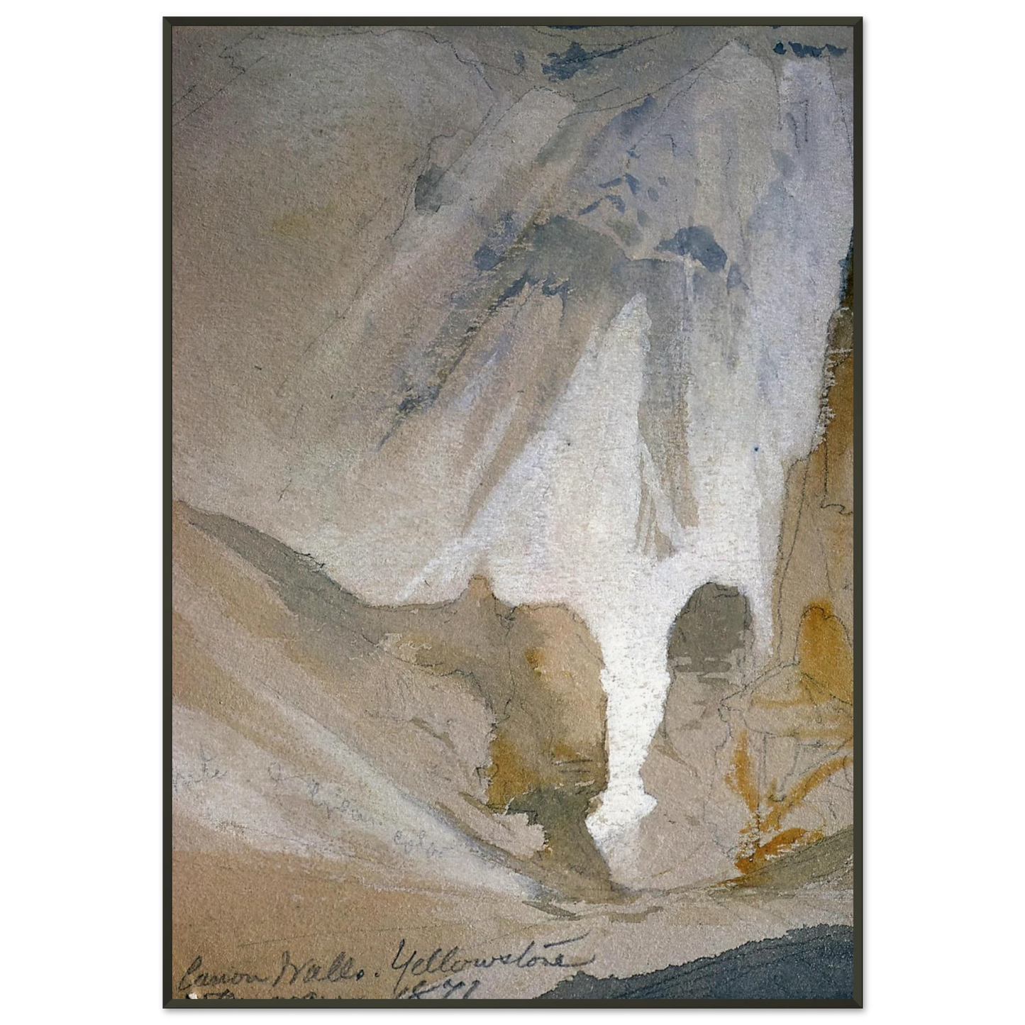 Thomas Moran  Canyon Walls Yellowstone sketch Framed Art Print  - Aluminum Frame - 21x29.7 cm / 8x12"