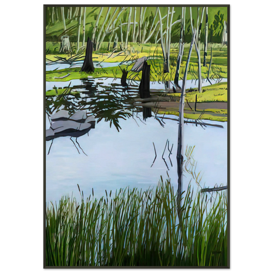 Neil Welliver  Joannas Marsh  2000 Framed Art Print  - Aluminum Frame - 21x29.7 cm / 8x12"
