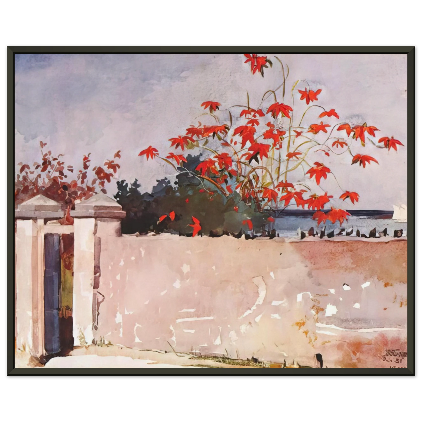 Winslow Homer  A WALL NASSAU Framed Art Print  - Aluminum Frame - 60x80 cm / 24x32 inches