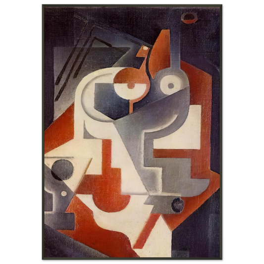 Juan Gris  NEWSPAPER GLASS AND PEAR 1917 Framed Art Print  - Aluminum Frame - 21x29.7 cm / 8x12"