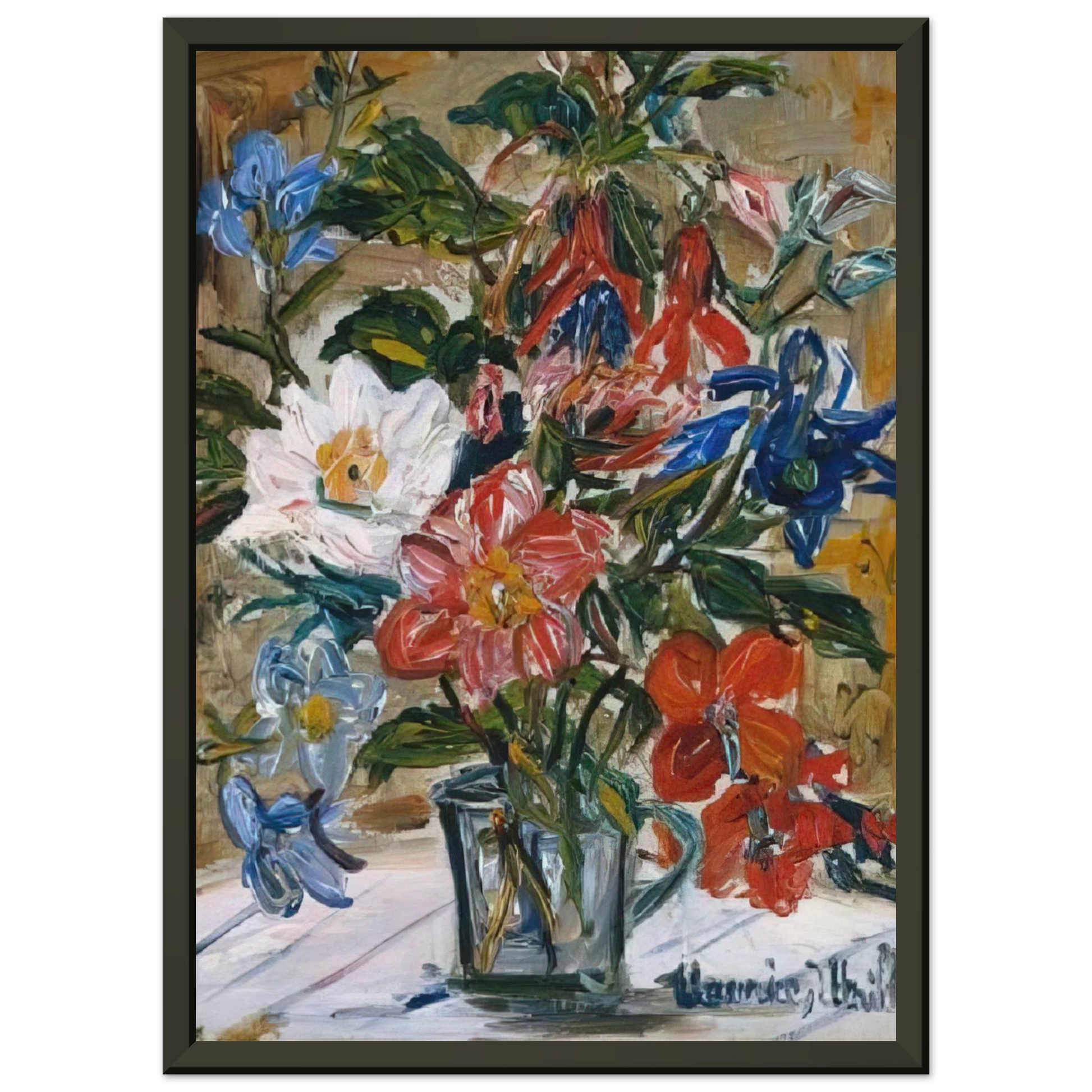Maurice Utrillo  VASE WITH FLOWERS Framed Art Print  - Aluminum Frame - 60x80 cm / 24x32 inches