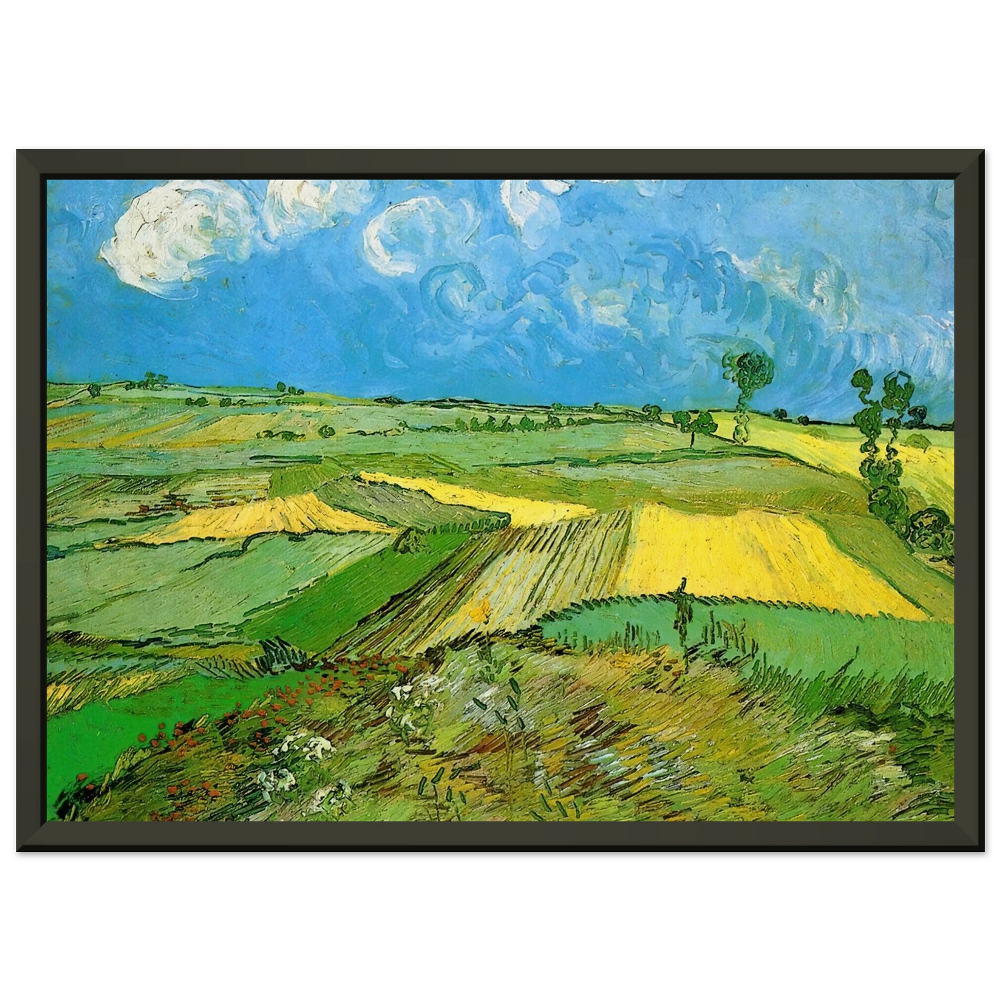 Vincent van Gogh  Wheat Fields at Auvers Under Clouded Sky Framed Art Print  - Aluminum Frame - 40x50 cm / 16x20 inches