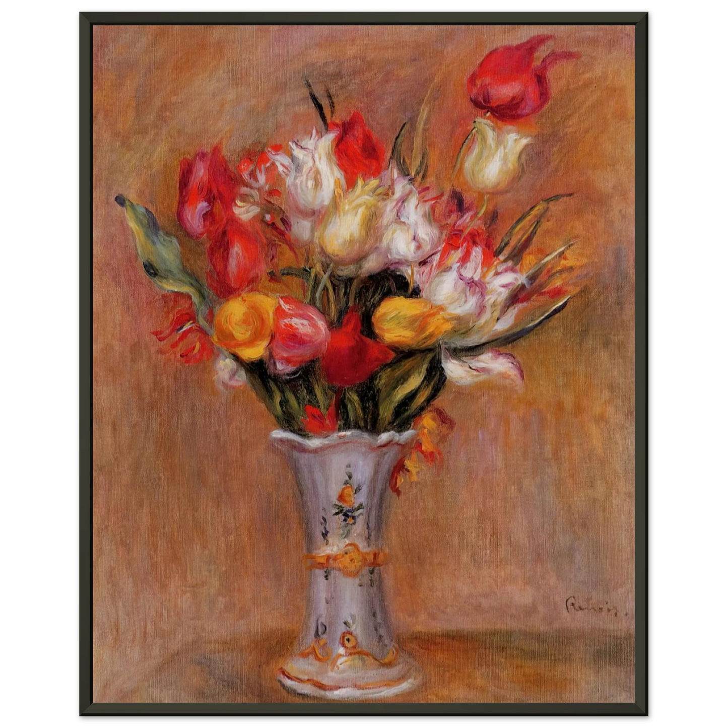 PierreAuguste Renoir  Tulips Framed Art Print  - Aluminum Frame - 70x100 cm / 28x40 inches