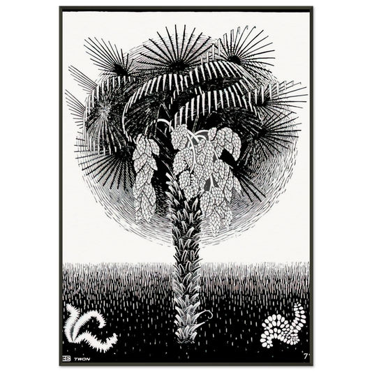 MC Escher  PALM TREE Framed Art Print  - Aluminum Frame - 21x29.7 cm / 8x12"