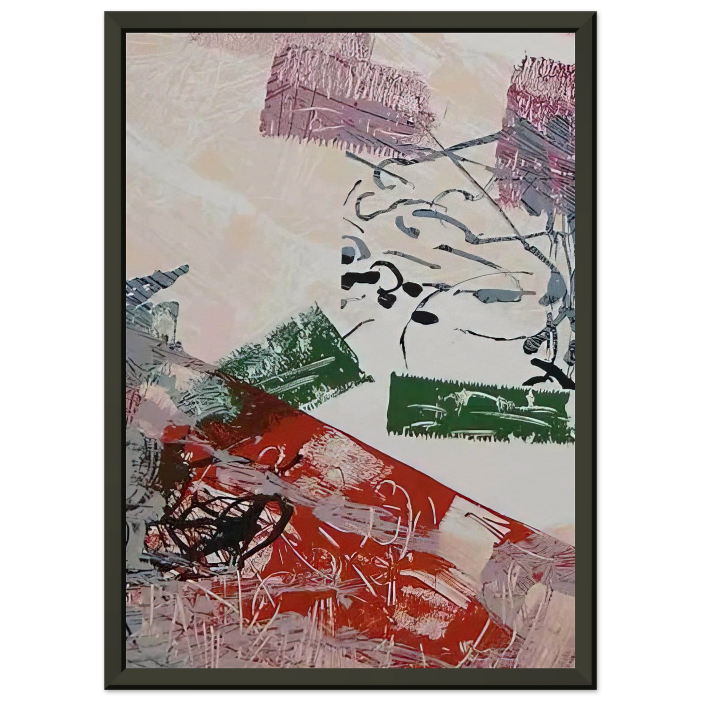 JeanPaul Riopelle  Lithograph 1968 Framed Art Print  - Aluminum Frame - 60x80 cm / 24x32 inches