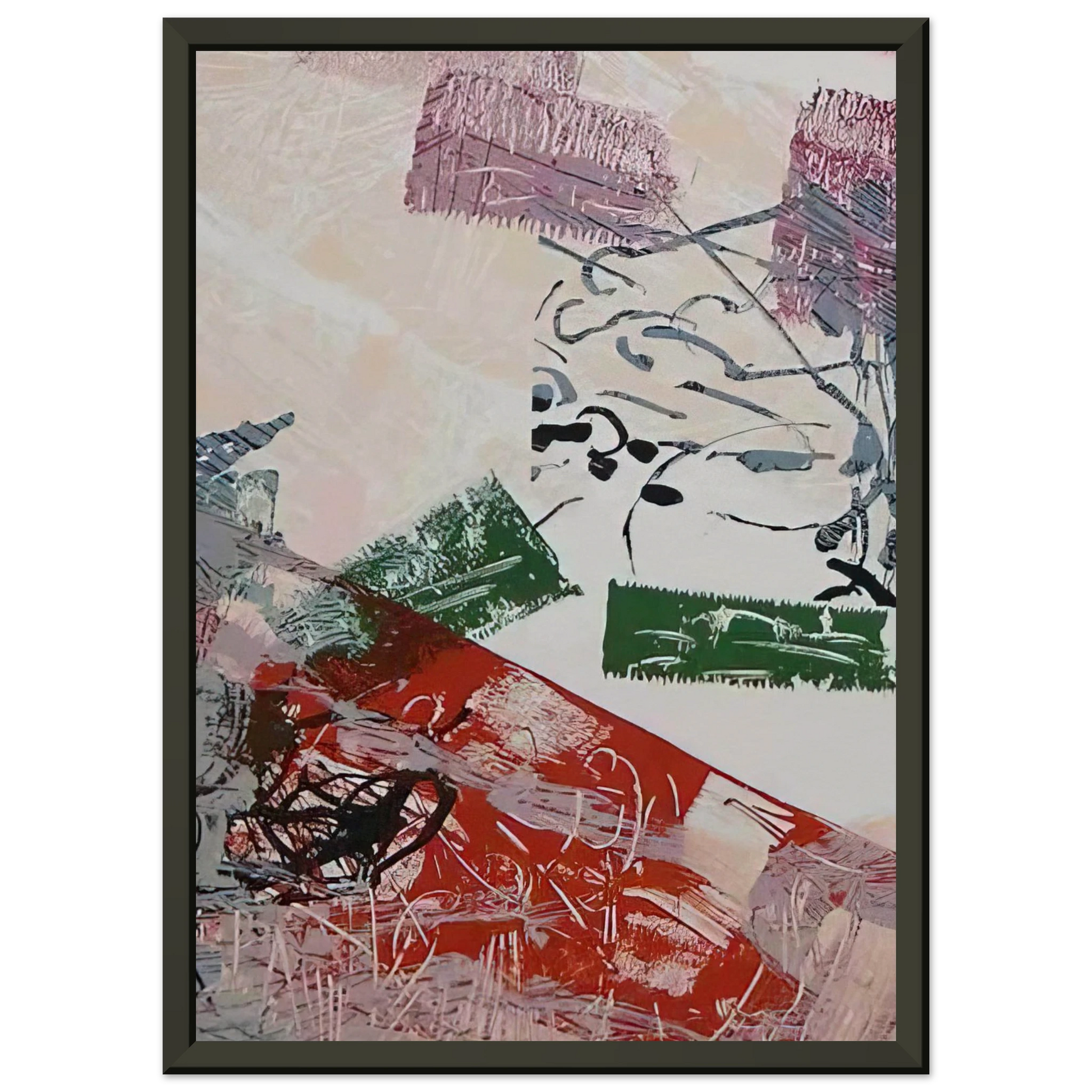 JeanPaul Riopelle  Lithograph 1968 Framed Art Print  - Aluminum Frame - 60x80 cm / 24x32 inches