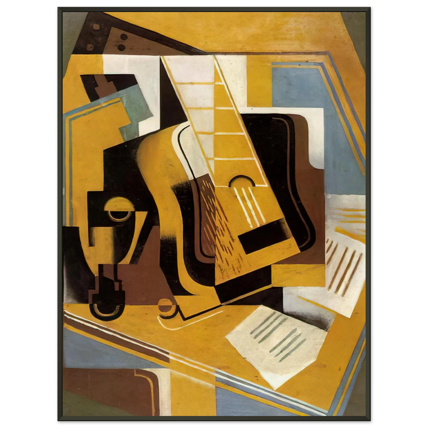 Juan Gris  PHOTOGRAPH OF THE GUITAR 1918 Framed Art Print  - Aluminum Frame - 40x50 cm / 16x20 inches