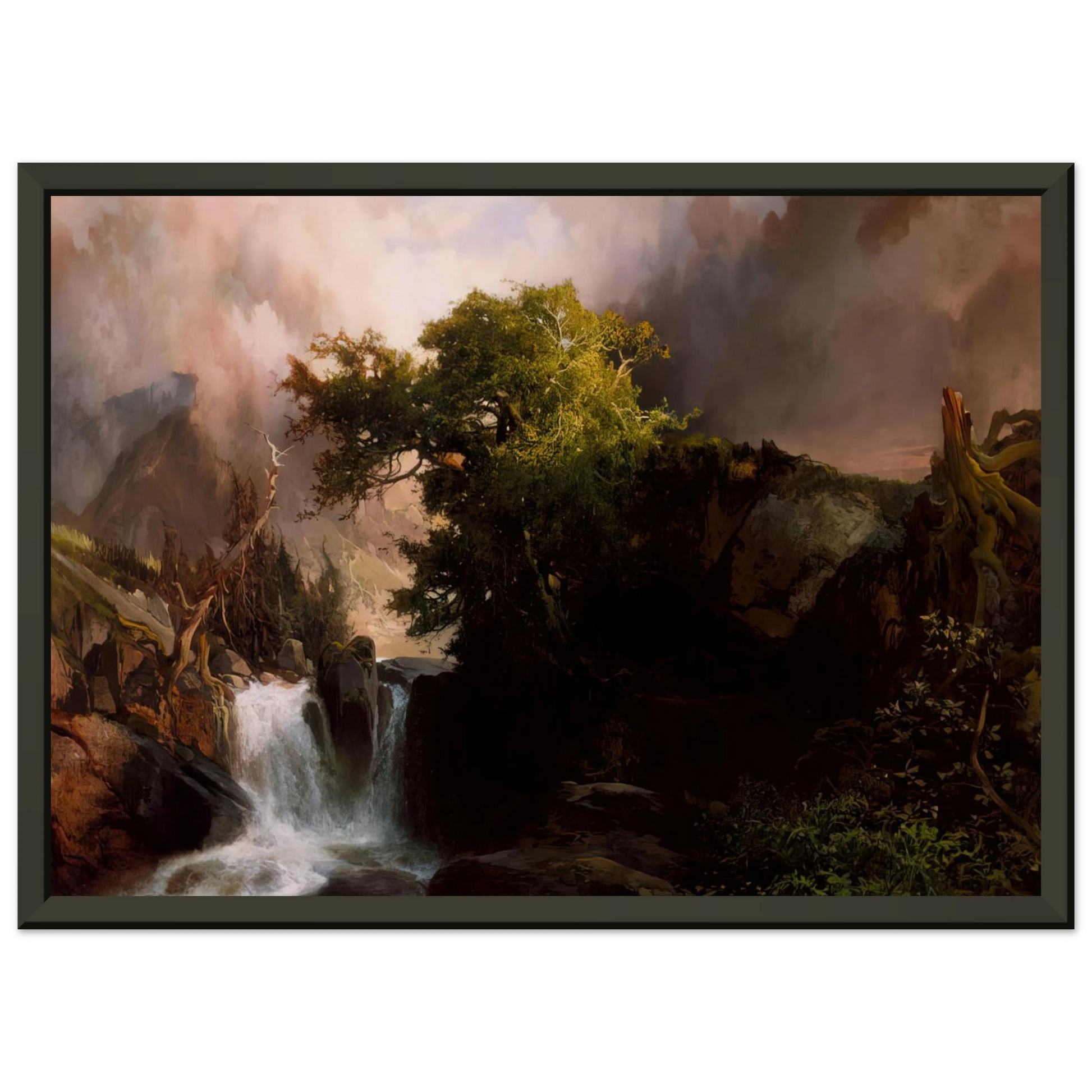 Thomas Moran  A Mountain Stream Framed Art Print  - Aluminum Frame - 70x100 cm / 28x40 inches