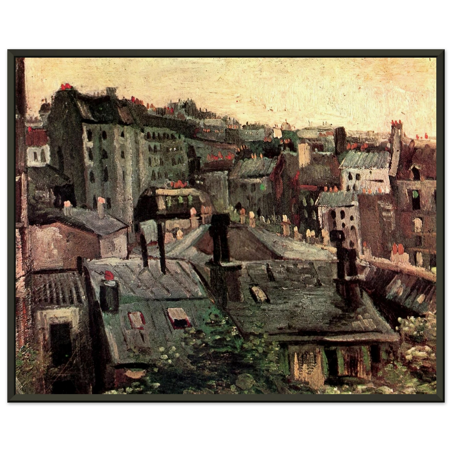 Vincent van Gogh  View of Roofs and Backs of Houses Framed Art Print  - Aluminum Frame - 60x80 cm / 24x32 inches