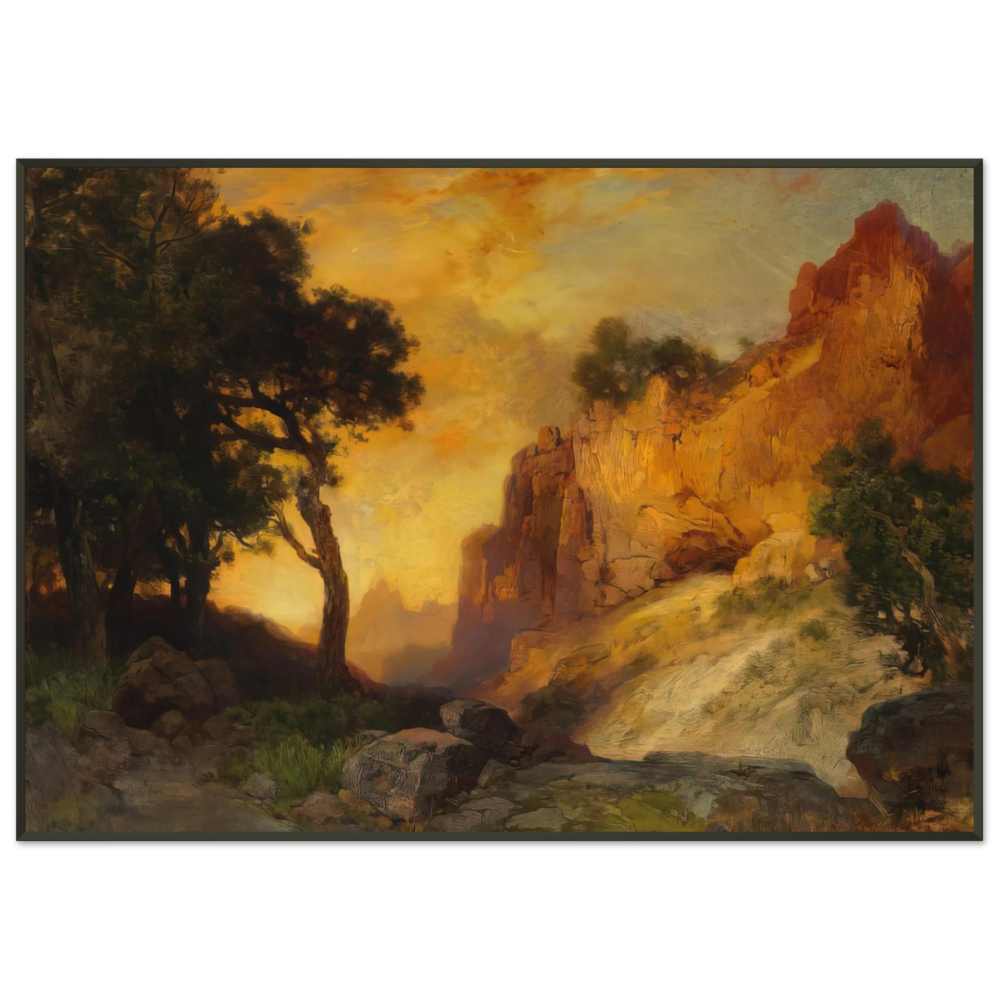 Thomas Moran  A Side Canyon Framed Art Print  - Aluminum Frame - 21x29.7 cm / 8x12"