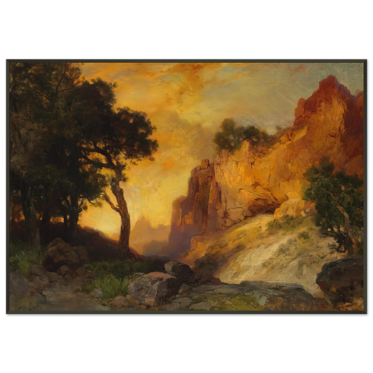 Thomas Moran  A Side Canyon Framed Art Print  - Aluminum Frame - 21x29.7 cm / 8x12"