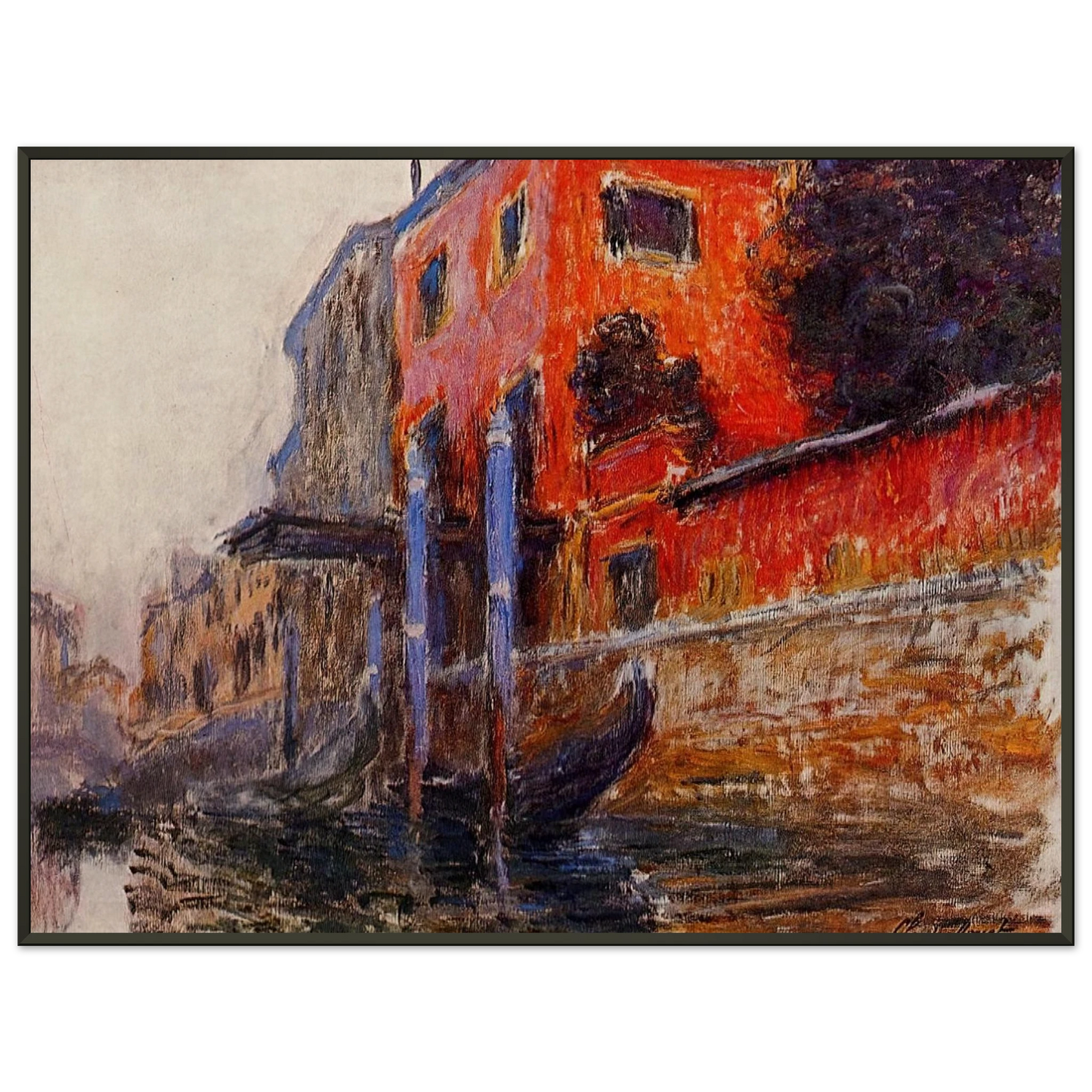 claude monet  The Red House Framed Art Print  - Aluminum Frame - 40x50 cm / 16x20 inches