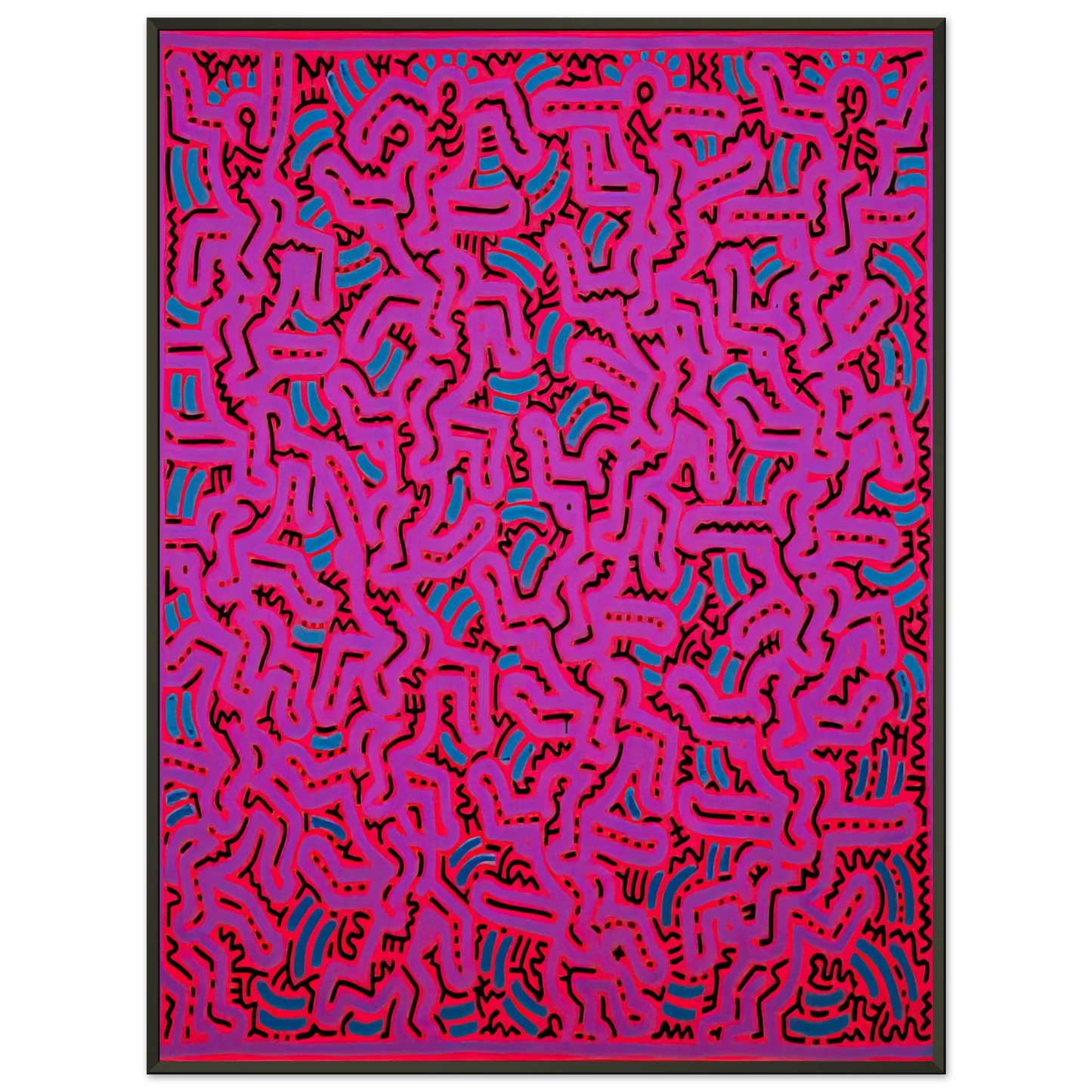 Keith Haring  UNTITLED 1984 Framed Art Print  - Aluminum Frame - 70x100 cm / 28x40 inches