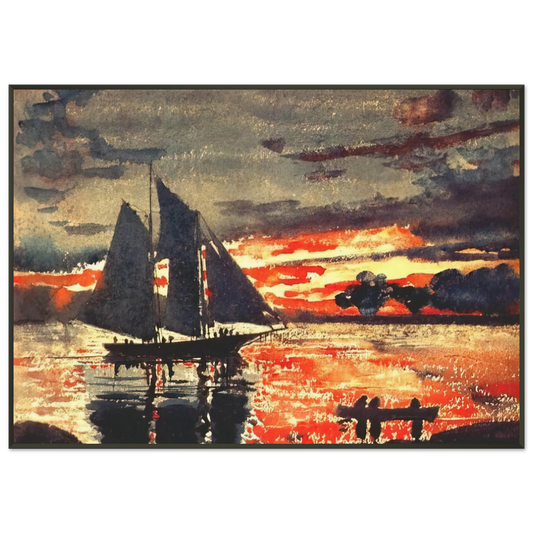 Winslow Homer  SUNSET FIRES Framed Art Print  - Aluminum Frame - 21x29.7 cm / 8x12"