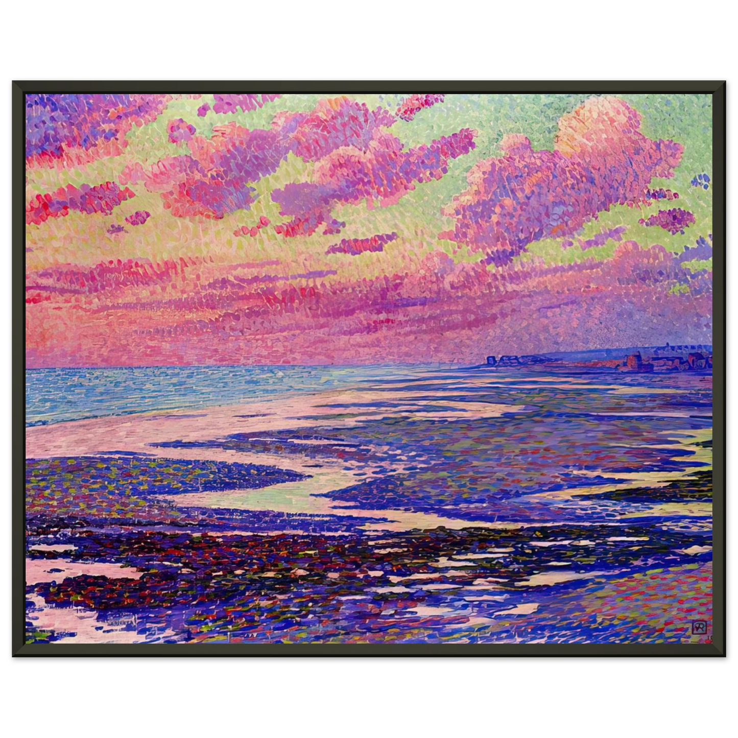 Theo van Rysselberghe  THE BEACH AT AMBLETEUSE AT LOW TIDE 1900 Framed Art Print  - Aluminum Frame - 70x100 cm / 28x40 inches