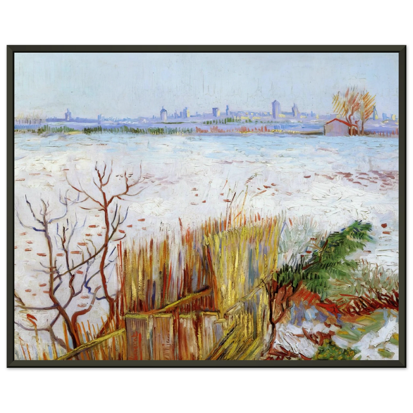 Vincent van Gogh  Snowy Landscape with Arles in the Background Framed Art Print  - Aluminum Frame - 40x50 cm / 16x20 inches