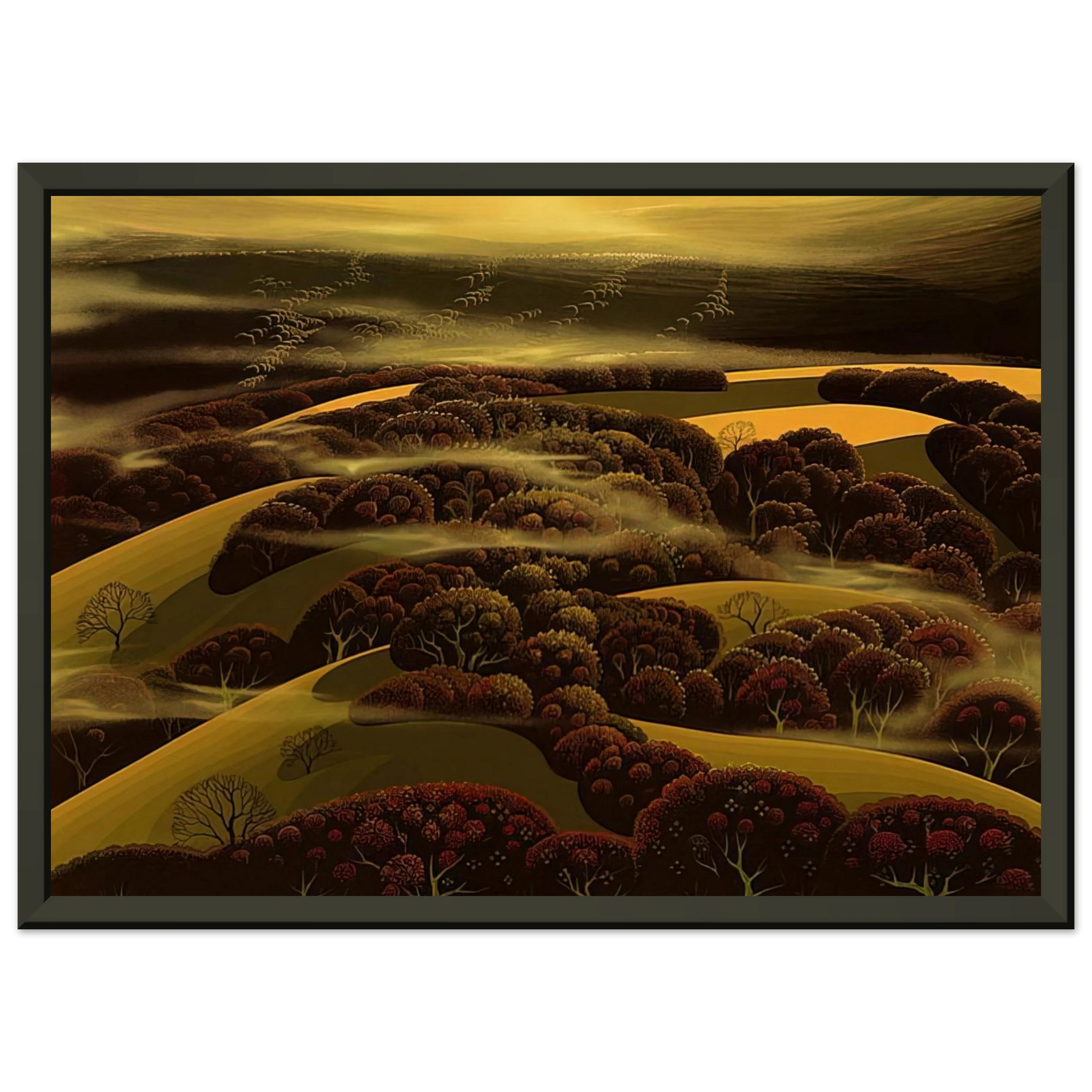 Eyvind Earle  When the Fog Rolls In Framed Art Print  - Aluminum Frame - 40x50 cm / 16x20 inches