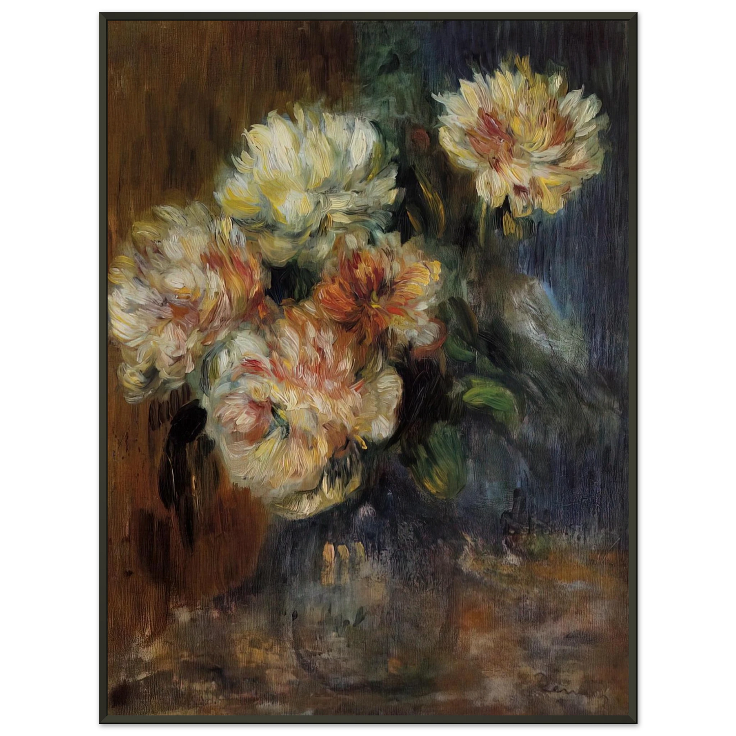 PierreAuguste Renoir  Vase of Peonies Framed Art Print  - Aluminum Frame - 40x50 cm / 16x20 inches