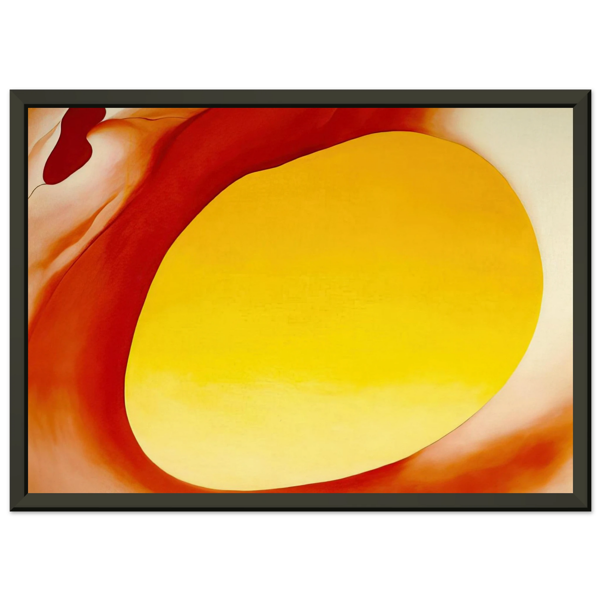 Georgia OKeeffe  Pelvis Series  Red with Yellow Framed Art Print  - Aluminum Frame - 40x50 cm / 16x20 inches